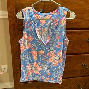 Lilly Pulitzer Orange and Pink Sleeveless Cut Out Tank Top
